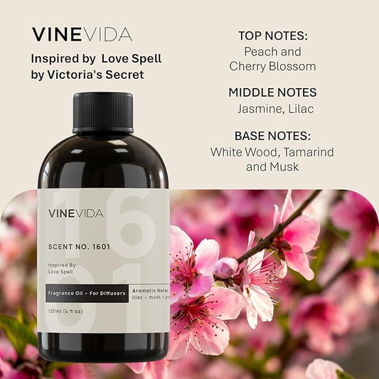 VINEVIDA [4 Fl Oz] Scent NO. 1601 Fragrance Oil for Cold Air Diffusers, Aromatic Notes of Lilac Musk Peach, Essential Oils for Diffuser Oil Refill & Air Freshener Room Spray