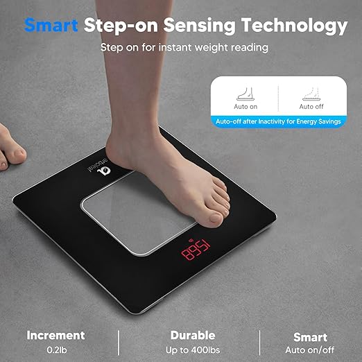 arboleaf Scale for Body Weight, High-Precision Digital Weight Scale, Accurate Measurements, LED Display, Sleek and Durable Design, Lightweight, Ideal for Home Use, 396lb