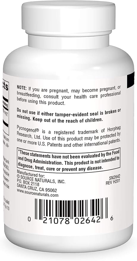 Source Naturals Pycnogenol, Proanthocyanidin Complex, 100 mg - 120 Tablets