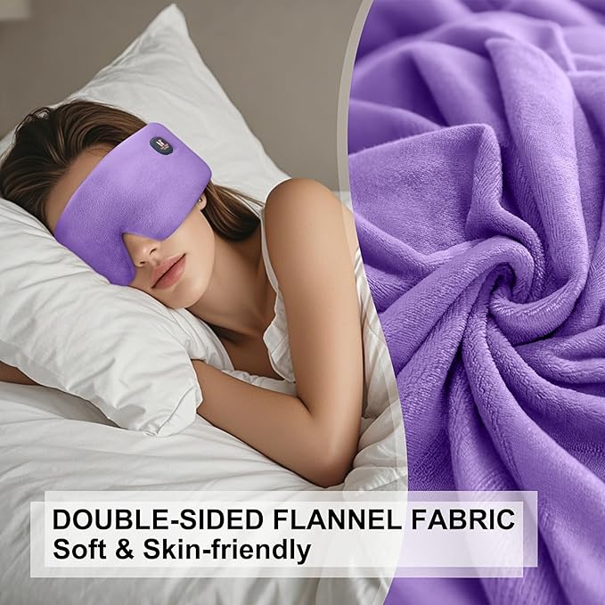 Heated Eye Mask, Cordless Warm Eye Compress for Dry Eyes MGD Stye Blephartitis, 2500mAh Electric Eye Heating Pad for Travel, Gifts for Men Women (Purple)