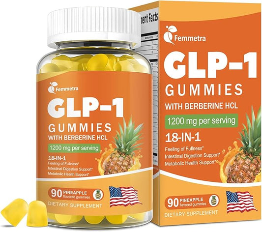 GLP-1 Support Gummies – Supports GLP-1 & AMPK Activation with Berberine HCl, Akkermansia, Probiotics, Magnesium, Turmeric & Milk Thistle – Digestive, Gut, Energy & Metabolic Health – 30 Days