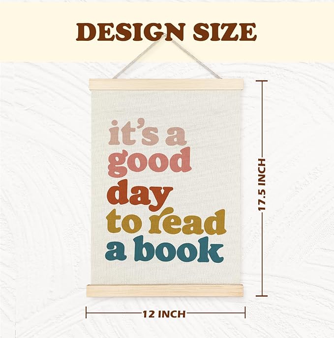 Yomisex Book Reading Wall Art Poster, Reading Nook Corner Decor, Library Decor, It's a Good Day to Read a Book Bookish Canvas Prints Wall Art Framed for Classroom Home Decor, 12x16 Inch