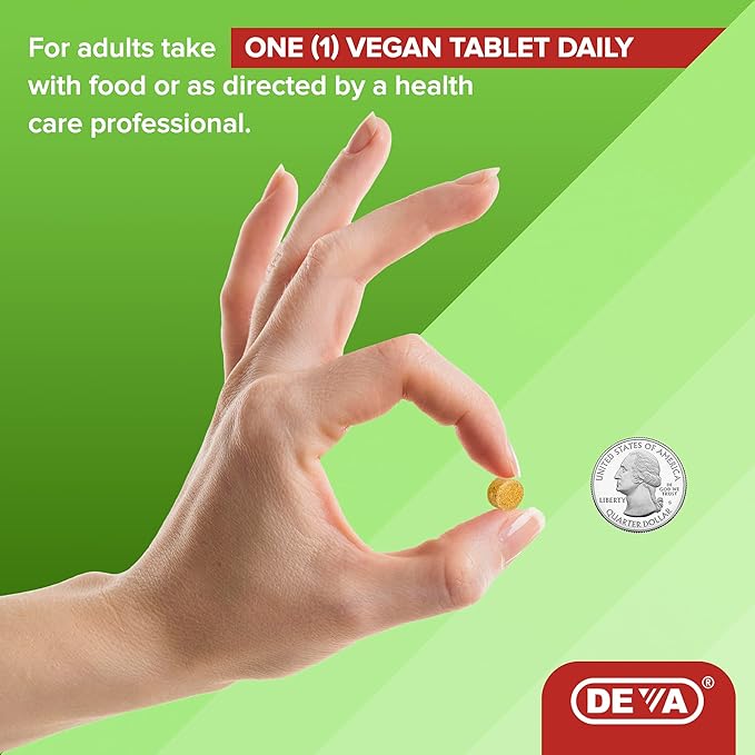 DEVA Vegan Iron-Free Multivitamin & Mineral Supplement 2-Pack, Vitamin C, D2, E & B-Complex, Biotin, 90 Tiny Tablets Each