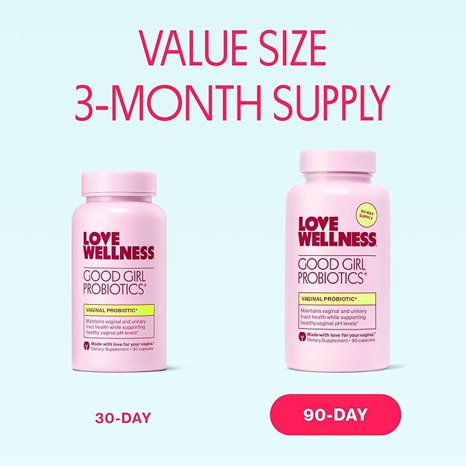 Love Wellness Good Girl Probiotics | Women’s Vaginal Health & pH Balance Supplement | 9-Strain Probiotic for Urinary Tract, Yeast, Odor & Immune Support | Gluten-Free | 90 CT, 90-Day Supply
