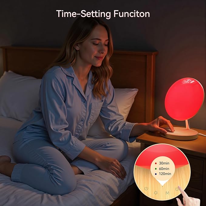 Light Therapy Lamp,Red Night Light with 5-Level Brightness & 4 Color Modes, 670nm Adjustable USB Red Light Night Light Lamp for Sleep,Stress Relief Relaxation