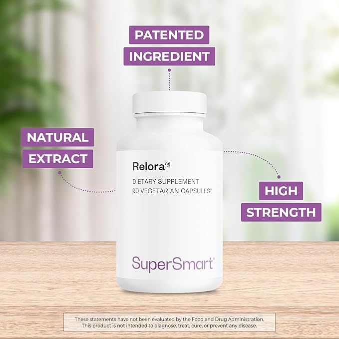 SUPERSMART - Relora® 750 mg Per Day - Phellodendron Amurense & Magnolia Officinalis Extract Great for Stress & Emotional Relief | Non-GMO & Gluten Free - 90 Vegetarian Capsules