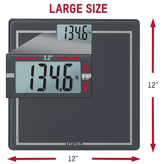 Taylor Digital Scale with Built-in Folding Handle, The Ultimate On-The-Go Portable Bathroom Scale for Body Weight, Convenient and Space-Saving Minimalist Scale, 440 lb Capacity, Steel Blue