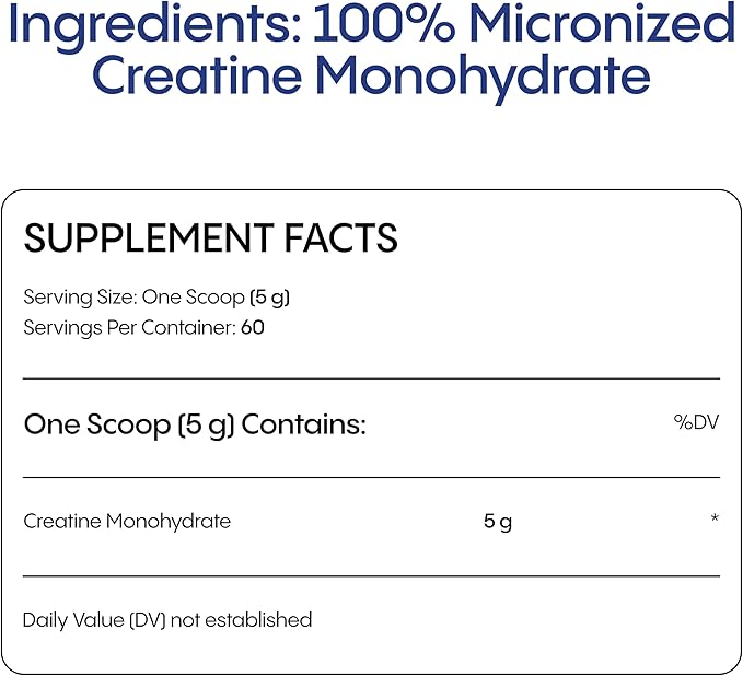 Pure Creatine Monohydrate Powder 300g – High Absorption, Micronized for Enhanced Performance, Strength & Endurance | Unflavored, Lab-Tested, Vegan-Friendly