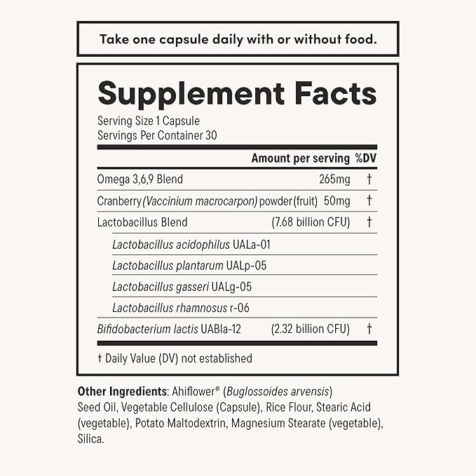 Daily Nouri Women’s Probiotic | Supports Vaginal pH, Urinary Tract, Digestive & Immune Health | 5 Clinically Studied Strains + Cranberry & Vegan Omega Oil | 30-Day Supply
