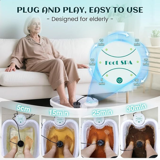 Ionic Foot Detox Machine, Portable Ionic Detox Bath Cleanse Spa Machine with Massager Roller for Plantar Fasciitis, Relaxing Foot Detox Spa at Home