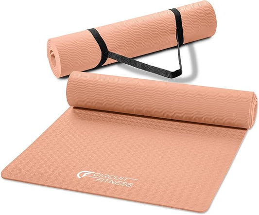 Circuit Fitness by Marcy Non-Slip Multi-Purpose Exercise Yoga Mats with Carrying Strap Multi-Thickness, Multi-Color Options