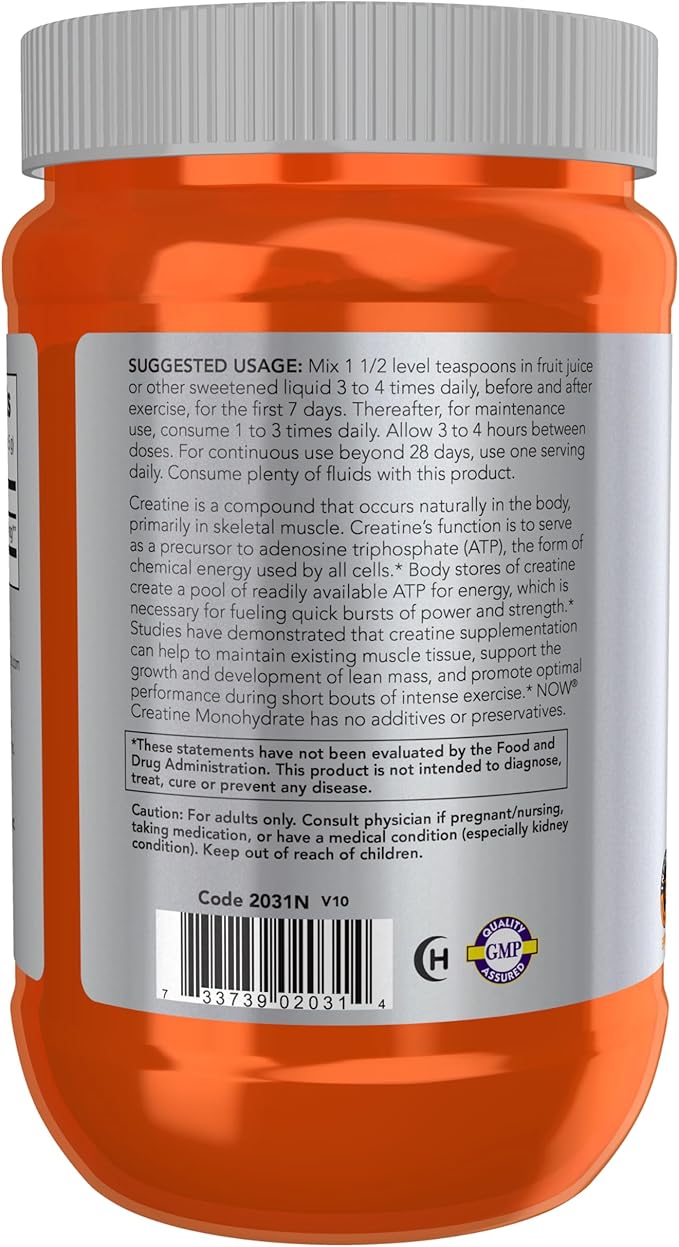 NOW Sports Nutrition, Creatine Monohydrate Powder, Mass Building*/Energy Production*, 21.2-Ounce (Pack of 5)