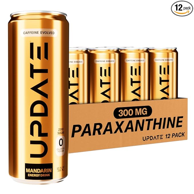 Drink Update No Sugar, Caffeine-Free Energy - Jitter and Crash Free, No Overstimulation, Healthy, Natural, Improved Focus, No Sucralose, No Artificial Flavors with Paraxanthine (Mandarin, 12 Pack)