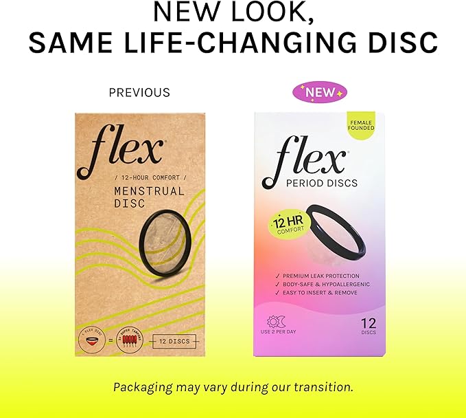 Flex Menstrual Discs | Disposable Period Discs | Reduce Cramps & Dryness | Beginner-Friendly Tampon Alternative | Capacity of 5 Super Tampons | Made in Canada | 2-Pack (24 Total Count)