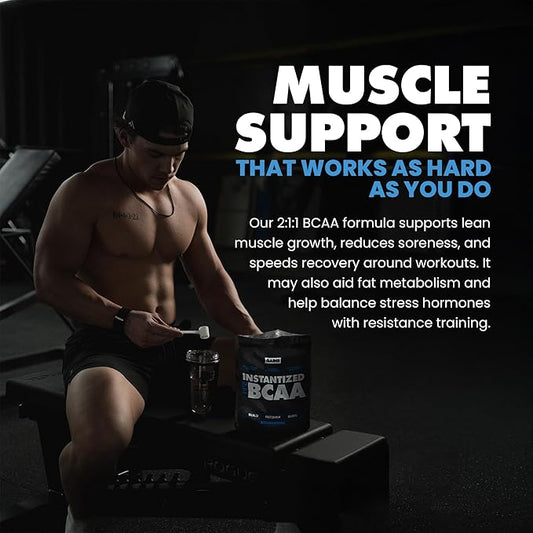 Gains in Bulk BCAA Powder, Pre Workout Plant Based Branch Chain Amino Acids, Gluten Free, Vegan Supplement with Keratin for Endurance & Strength During & Post Workout, Unflavored, 90 Servings