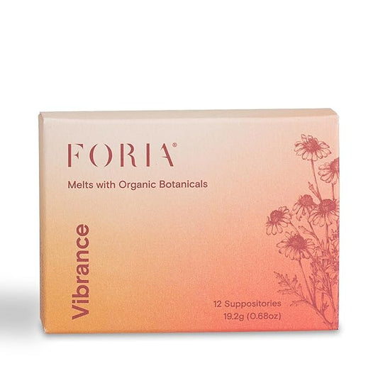 FORIA Vibrance Melts - Organic, Fragrance- Free, Natural Moisturizing Vaginal Suppositories - 12 Count