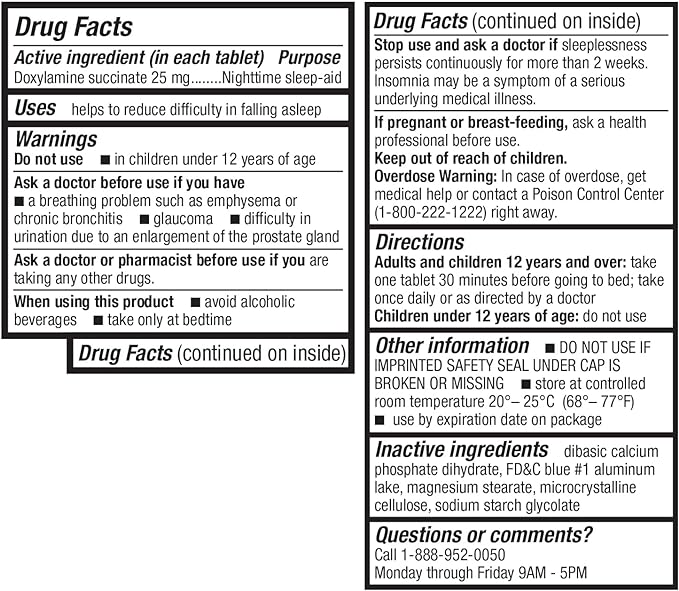 HealthA2Z® Sleep Aid | Doxylamine Succinate Tablets 25mg | 120 Counts (Pack of 1)
