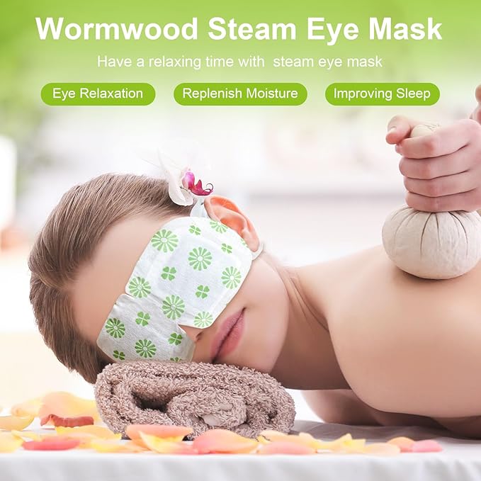 10 Packs Steam Eye Mask, Wormwood Steam Eye Masks Disposable, Self-Heating Relief Heated Eye Mask for Fatigue, Perfect for Home, Sleep, Spa & Travel