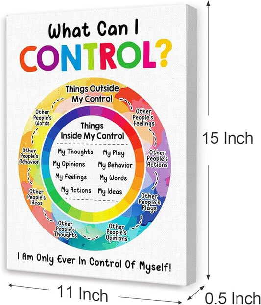 What Can I Control Wall Art,Mental Health Wall Decor,Calm Down Corner Wall Art,Inspirational Canvas Wall Decor for Classroom Therapy Office Home Psychologist