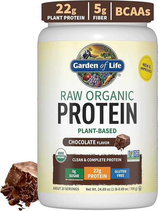 Garden of Life Protein Powder, Vegan Protein Powder, BCAA, Probiotics & Digestive Enzymes, Gluten & Lactose Free, Chocolate,1.5 LB