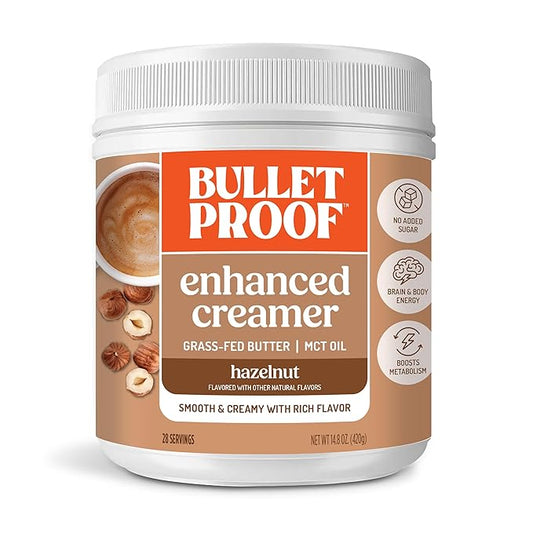 Bulletproof Hazelnut Creamer, 14.8 Ounces, Keto Coffee Creamer with MCT Oil and Grass-Fed Butter