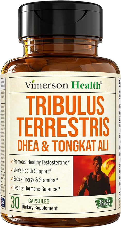 Testosterone Supplement For Men – Tribulus Terrestris, Magnesium, Zinc, Tongkat Ali & Rhodiola Rosea Supplement – Muscle Builder, Libido Support & B6 Vitamins for Men with DHEA 100mg – 30 Capsules
