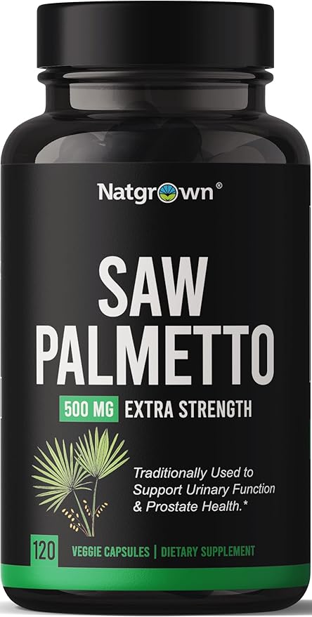 Natgrown Saw Palmetto for Men 500mg – Prostate Health Supplement with DHT Blocker for Hair Loss & Urinary Flow – 120 Vegan Capsules – Non-GMO, Gluten-Free