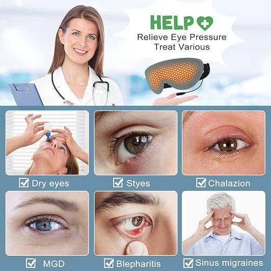Heated Eye Mask for Dry Eyes USB Electric Warm Eye Compress Heat Eye Masks with Temperature&Timer Control, Eye Heating Pad for Dry Eyes, Stye Treatment, Chalazion, Blepharitis, MGD, Puffy