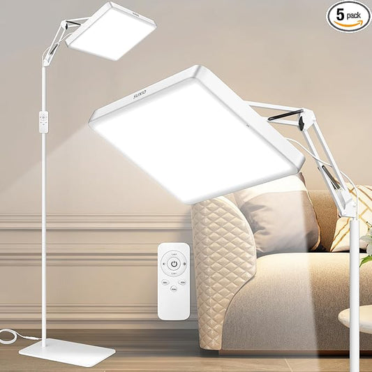 SUXIO Light Therapy Lamp - 12000 LUX Therapy Light, Happy Lamp with Remote, Light Box Therapy with 3 Timer & 4 Brightness, LED UV-Free Daylight Lamp Perfect for Home, Office