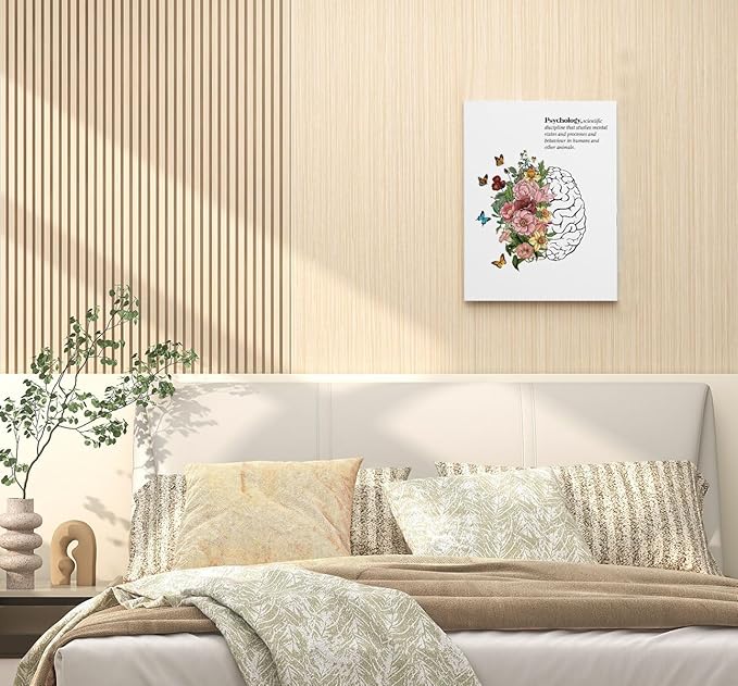 Flower Brain Human Anatomy Framed Canvas Wall Art Decor 11×14 inch, Psychology Mental Health Print Painting Artwork Home Wall Decoration For Home Therapist Counseling Office Bedroom Living Room