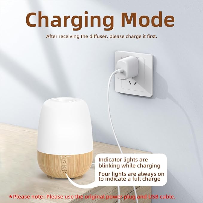 150ML Cordless Essential Oil Diffuser, Built-in 6000mAH Rechargeable Battery, 7-Hour Runtime, 7 LED Color Changing Lights, Portable Aromatherapy Diffuser for Home,Office,Outdoor