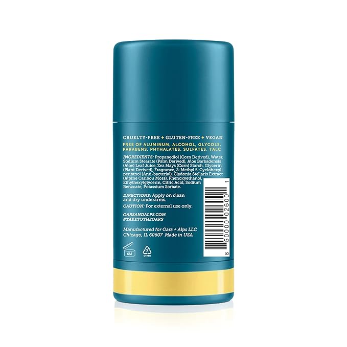 Oars + Alps Aluminum Free Deodorant for Men and Women, Dermatologist Tested and Made with Clean Ingredients, Travel Size, California Coast, 3 Pack, 2.6 Oz Each