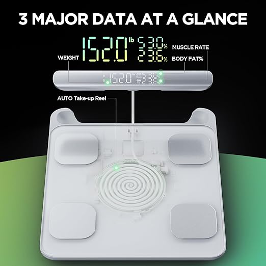 Runstar Smart Scale for Body Weight and Fat Percentage FSA&HSA Eligible, 8-Electrode Digital Bathroom Scale with BMI, Body Fat & Muscle Mass to 28 Body Composition and Printable Body Analysis Report