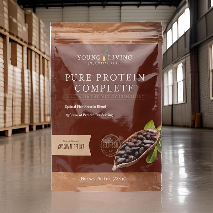 Young Living Pure Protein Complete Chocolate Deluxe, 26.0 oz- Support for Lean Muscle and Post-Workout Recovery with Essential Oils and Probiotics for Fitness