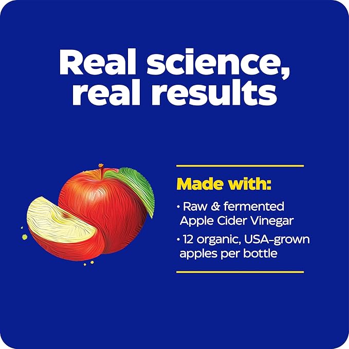 Enzymedica, Apple Cider Vinegar Gummies, Made with The Mother, 12 Organic, USA-Grown Apples per Bottle,[c][d] 1000 mcg Vitamin B12 per Serving, Natural Apple, 74 Count