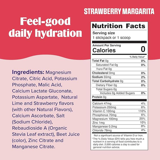 Ultima Replenisher Daily Electrolyte Powder Drink Mix – Sugar Free – Strawberry Margarita, 90 Servings – Hydration Powder with 6 Key Electrolytes and Trace Minerals – Keto Friendly, Non-GMO