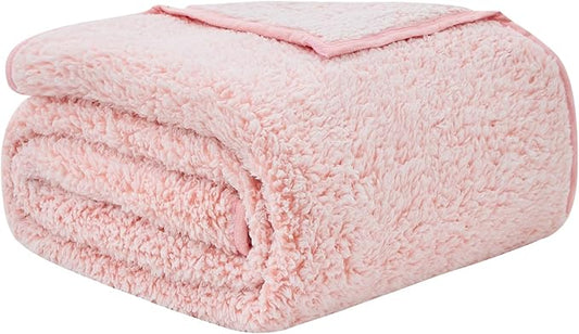 EMME Fuzzy Blanket Soft Fleece Throw Blankets for Women, Fluffy Sherpa Throws(Plush Pink,90"x90")