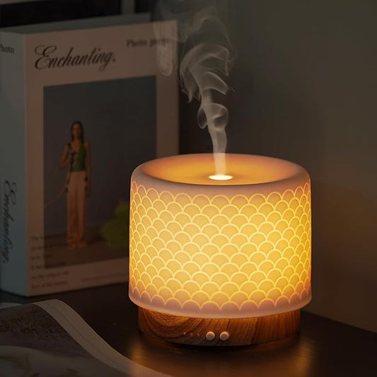 Essential Oil Diffuser, Aesthetic Ceramic Diffusers for Essential Oils,Ultrasonic 280ml Aroma Fragrance Diffuser with Cool Mist Humidifier Deffuser for Home,Office,Yoga,Bathroom,Modern Commercial
