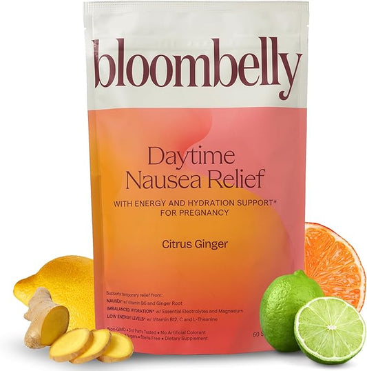 Morning Sickness + Nausea Relief. Electrolytes Hydration Support. Safe Energy Boost + Prenatal Vitamins with Magnesium, Vitamin b6. First Trimester Pregnancy Must Haves 60 Servings