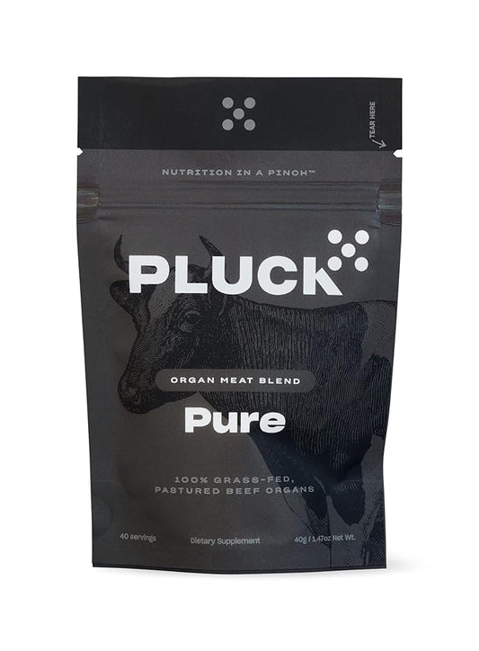 Pluck Pure | Beef Organ Supplement Powder | From 100% Grass Fed & Grass Finished Pastured Beef Liver, Kidney, Spleen, Heart, & Pancreas | 40 Servings