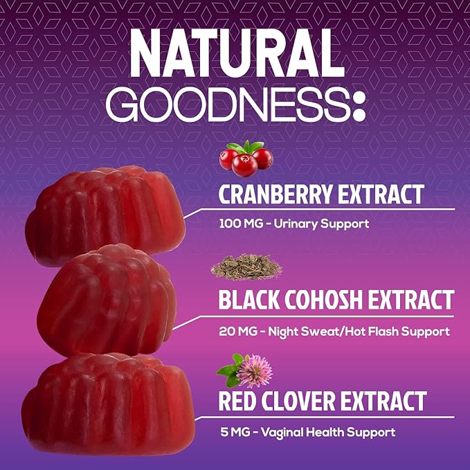 Menopause Supplements for Women - 3 Billion CFU Natural Menopause Relief for Mild Hot Flashes & Night Sweats, PH, Vaginal Health Support Probiotics for Women Gummy, Probiotic Supplement - 120 Gummies