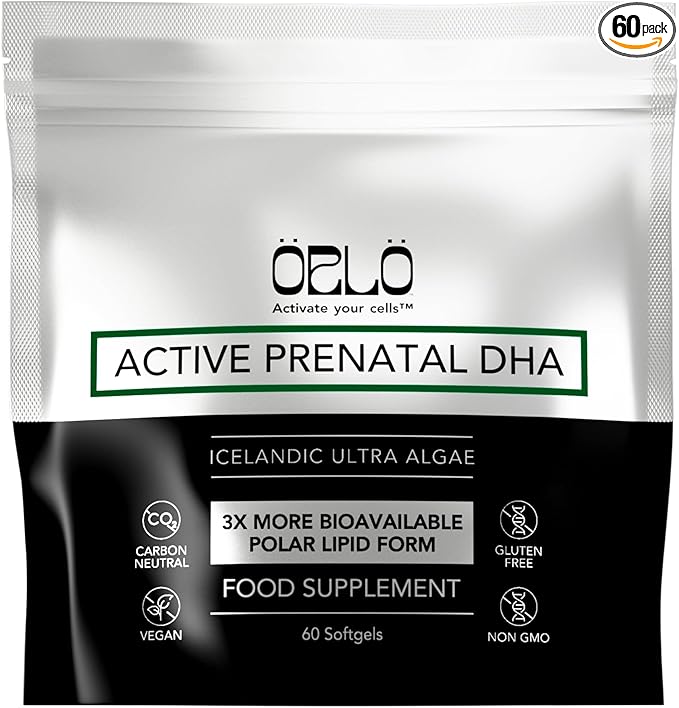 Orlo PRENATAL DHA - Prenatal DHA Omega 3 Supplement - Triple Strength Omega3s - Vegan DHA & EPA - Algae Omega-3 Oil - Supports Brain Development During Pregnancy & Lactation (60 Mini Softgels)