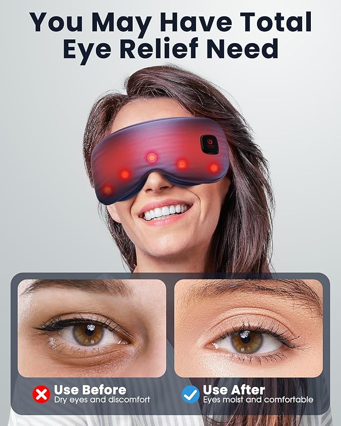 Heated Eye Mask - Cordless Eye Mask for Dry Eyes, Eye Relief, Improved Sleep, Washable Eye Heating pad for Travel and with Replaceable Shell