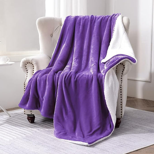 SOCHOW Sherpa Fleece Throw Blanket, Double-Sided Super Soft Luxurious Plush Blanket Twin Size 60 inchx80 inch, Purple
