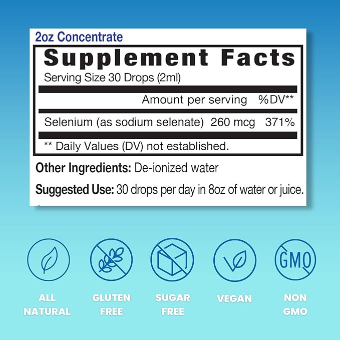 Eidon Ionic Minerals Liquid Selenium, Selenium Drops, Sodium Selenate Supplement, Support Liver Health and Thyroid Function, Immune System Support, 2 oz