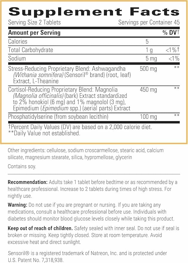 Integrative Therapeutics Cortisol Manager - Adrenal Health Support Supplement for Healthy Stress Response* - Vegan, Dairy-Free & Gluten-Free - 90 Capsules (45 Servings)