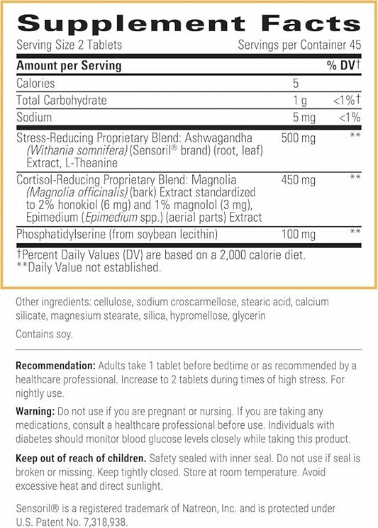 Integrative Therapeutics Cortisol Manager - Adrenal Health Support Supplement for Healthy Stress Response* - Vegan, Dairy-Free & Gluten-Free - 90 Capsules (45 Servings)