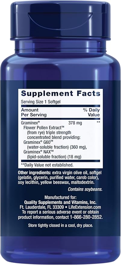 Life Extension Triple Strength ProstaPollen™, Prostate Health, Prostate Function, Flower Pollen Extract, Gluten Free, 30 softgels