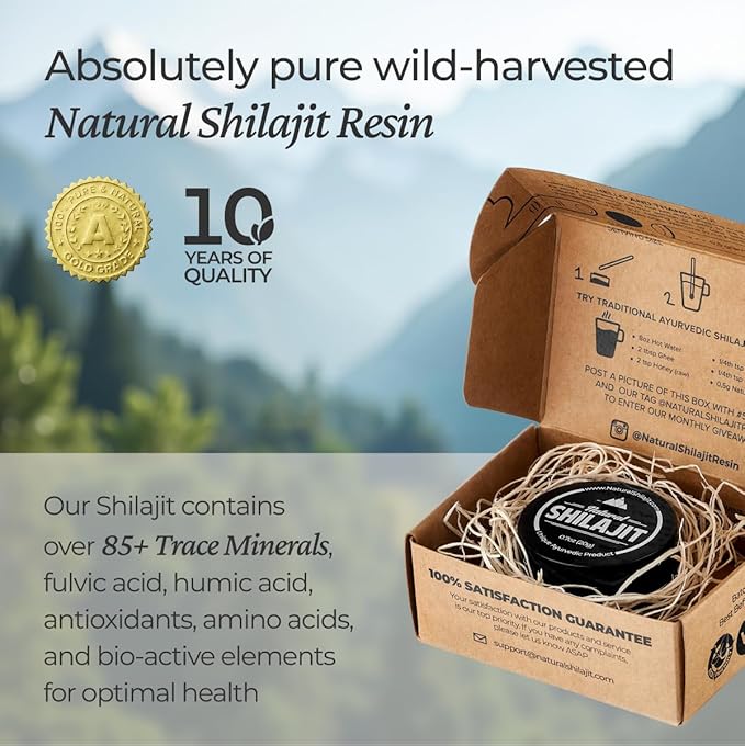 NATURAL SHILAJIT Resin - Pure Shilajit for Men & Women with Fulvic Acid & Trace Minerals, Plant Based Nutrients for Energy, Immune Support & Vitality Resin