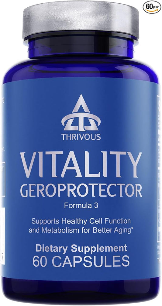 Thrivous Vitality - Enhance Cell & DNA Function for Better Aging - Advanced Geroprotector Supplement: Berberine, Nicotinamide Riboside, Resveratrol, CoQ10, Blueberry Anthocyanin - 60 Capsules